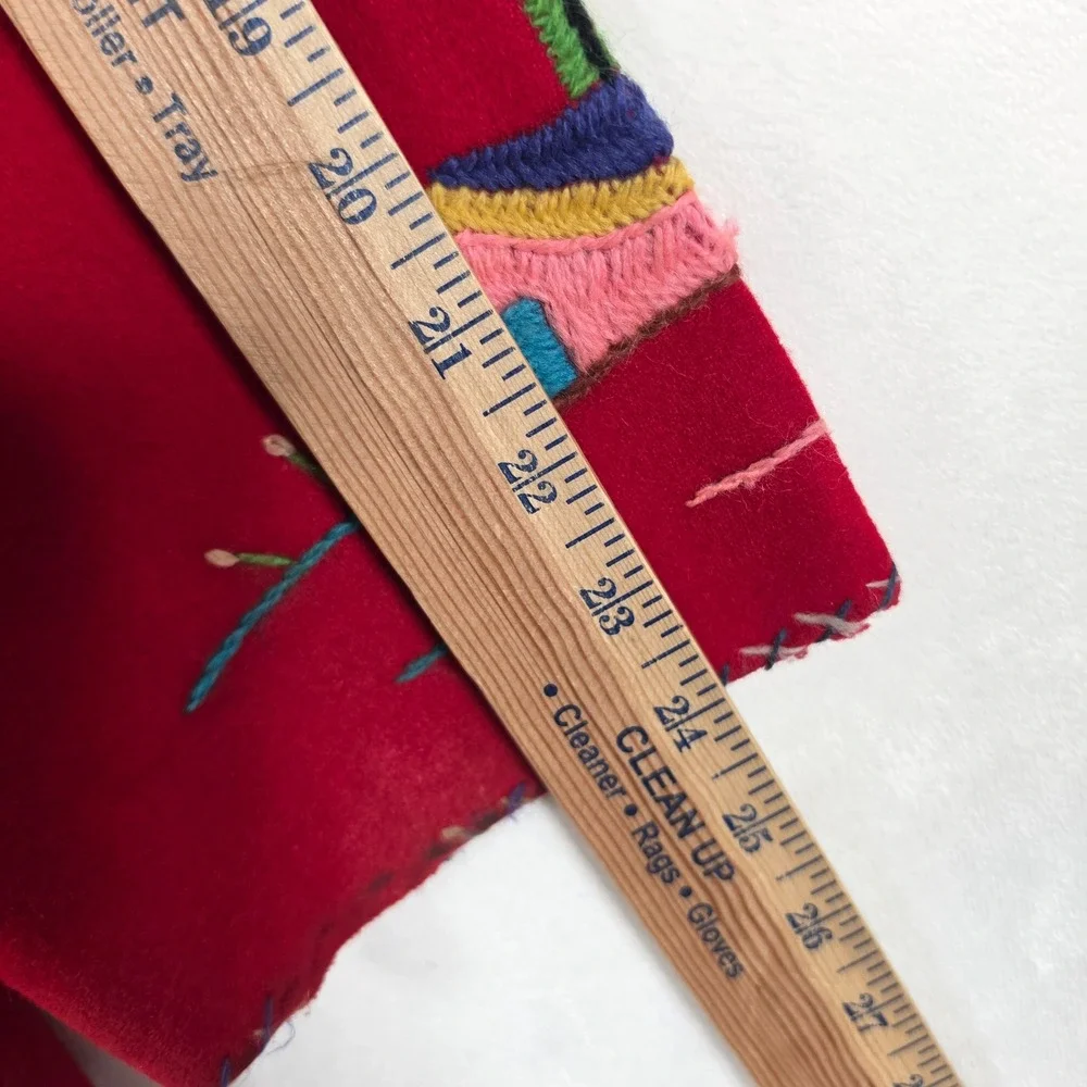 Vintage Creaciones Anahuac Wool Jacket Women's M Red Mexican Folk Art Retro